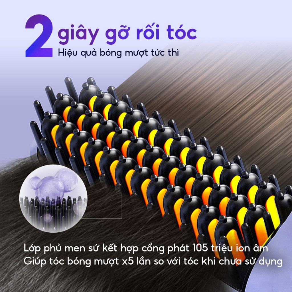 Lược điện không dây ion âm Sothing SeeMee suôn mượt, tạo kiểu vào nếp nhanh - Hàng chính hãng