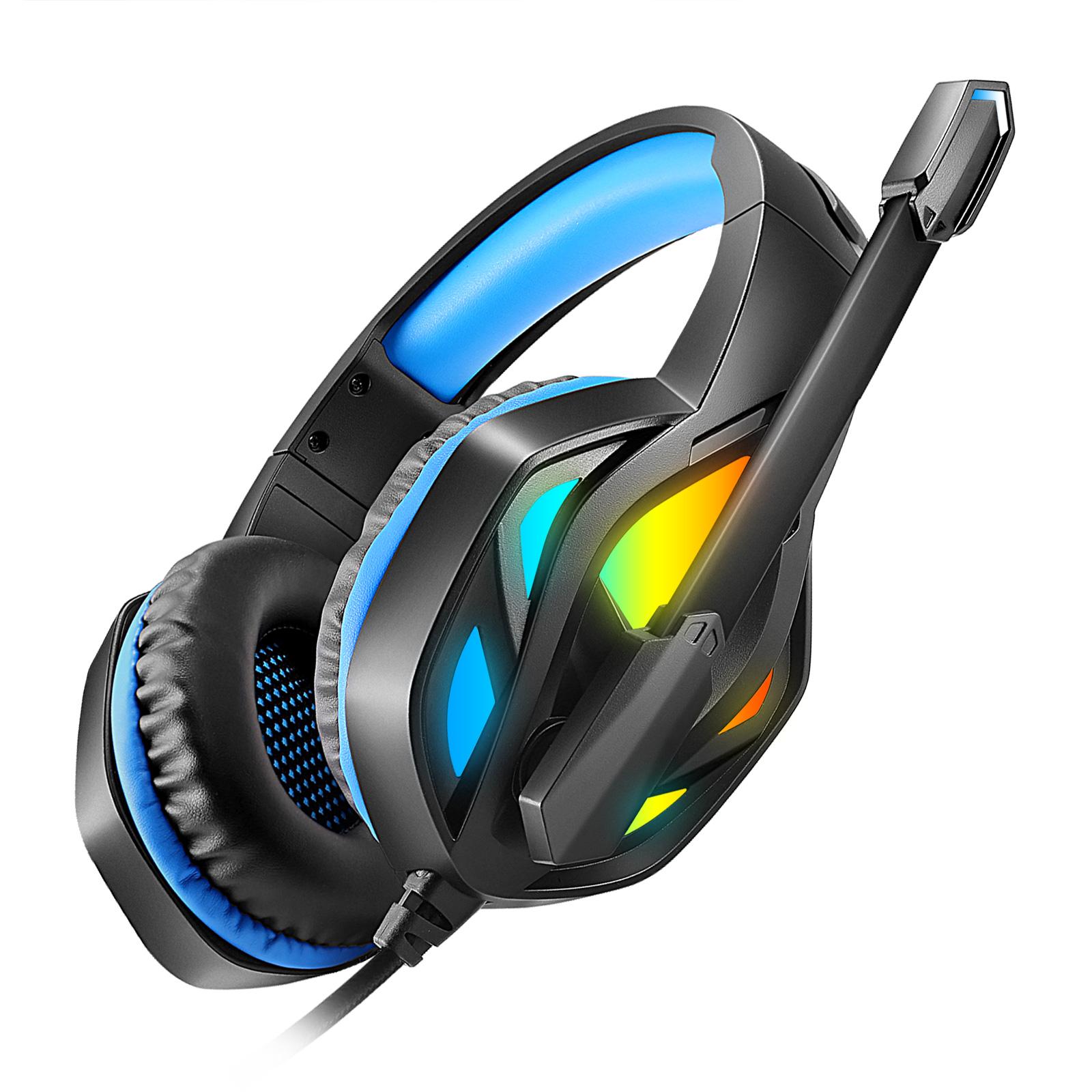 Tai Nghe Tai Nghe Chụp Tai Có Dây Game Thủ Tai Nghe Âm Thanh Stereo Tai Nghe Có Mic LED Cho Máy Tính PC PS4 Game Thủ Tai Nghe