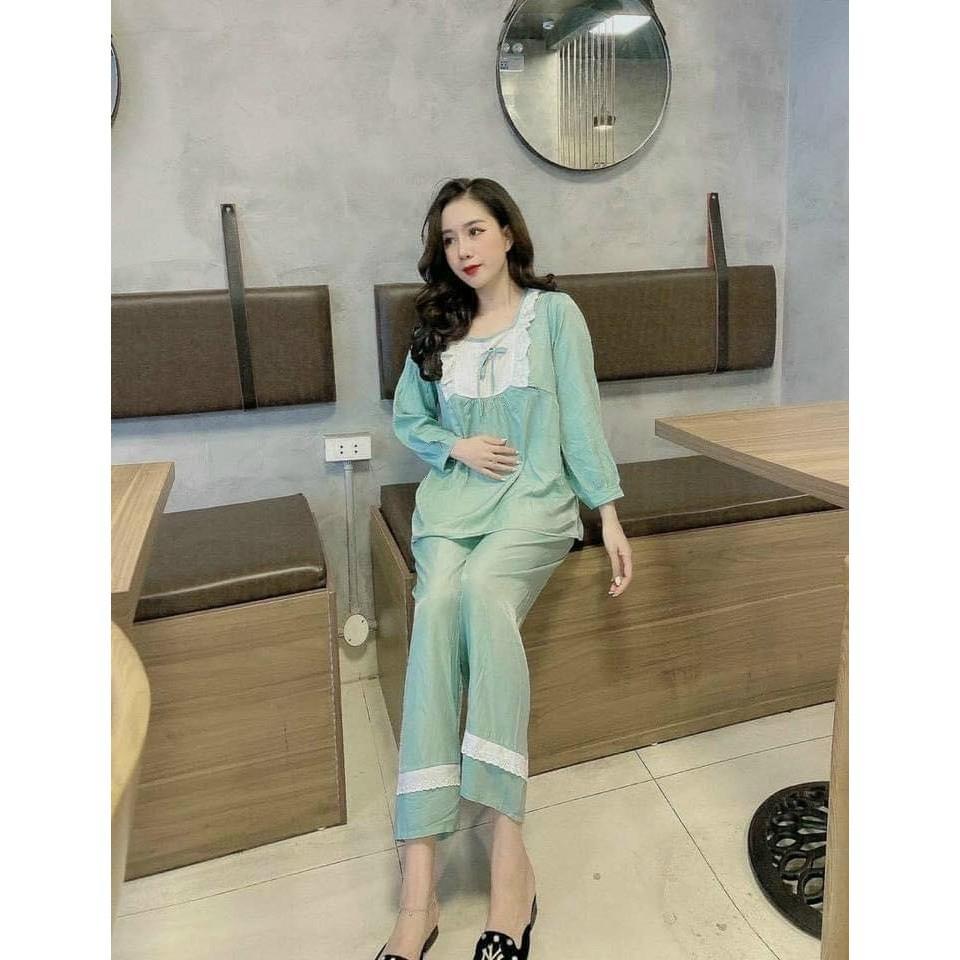 Bộ đồ bầu sau sinh mặc nhà Hàn Quốc, chất thoáng mát, tiện cho mẹ ty