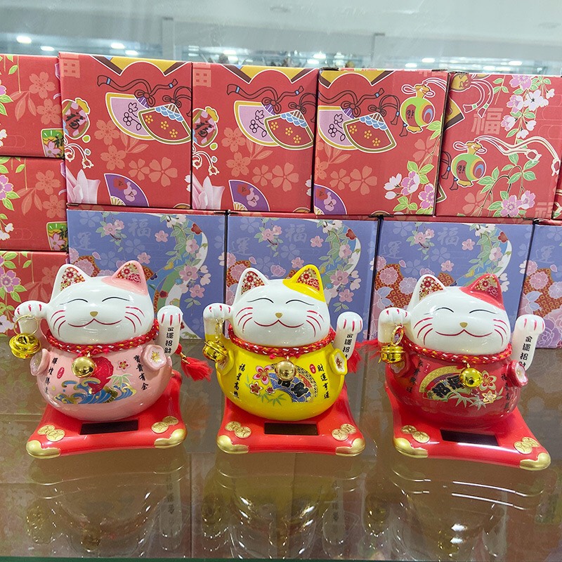 Mèo Thần Tài Vẫy Tay Tự Động Năng Lượng Mặt Trời (Giao Màu Ngẫu Nhiên)
