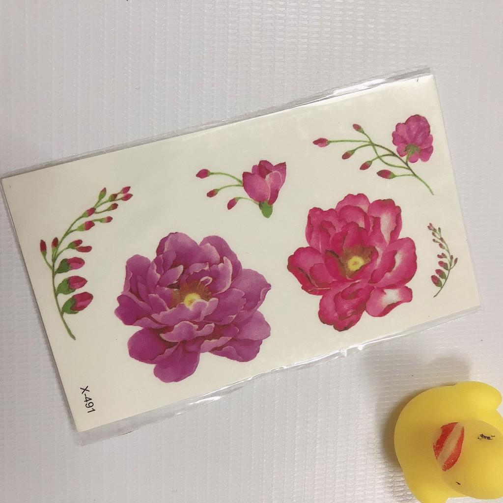 Hình xăm dán bông hoa mẫu đơn 10x6cm