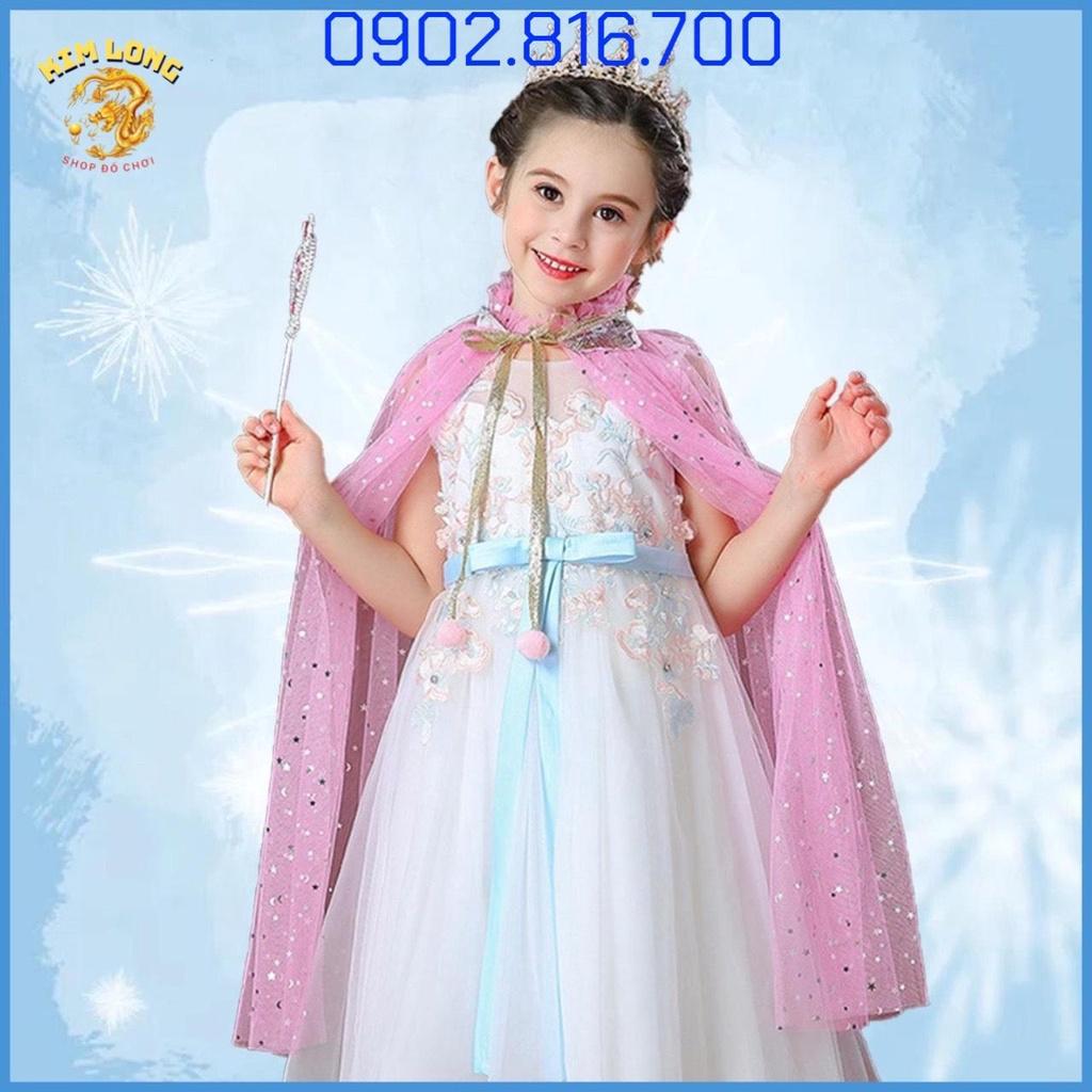 Áo choàng công chúa ELSA - NỮ HOÀNG BĂNG GIÁ đính kim sa sáng bóng đầy màu sắc cho bé gái trang phục hóa trang HALLOWEEN