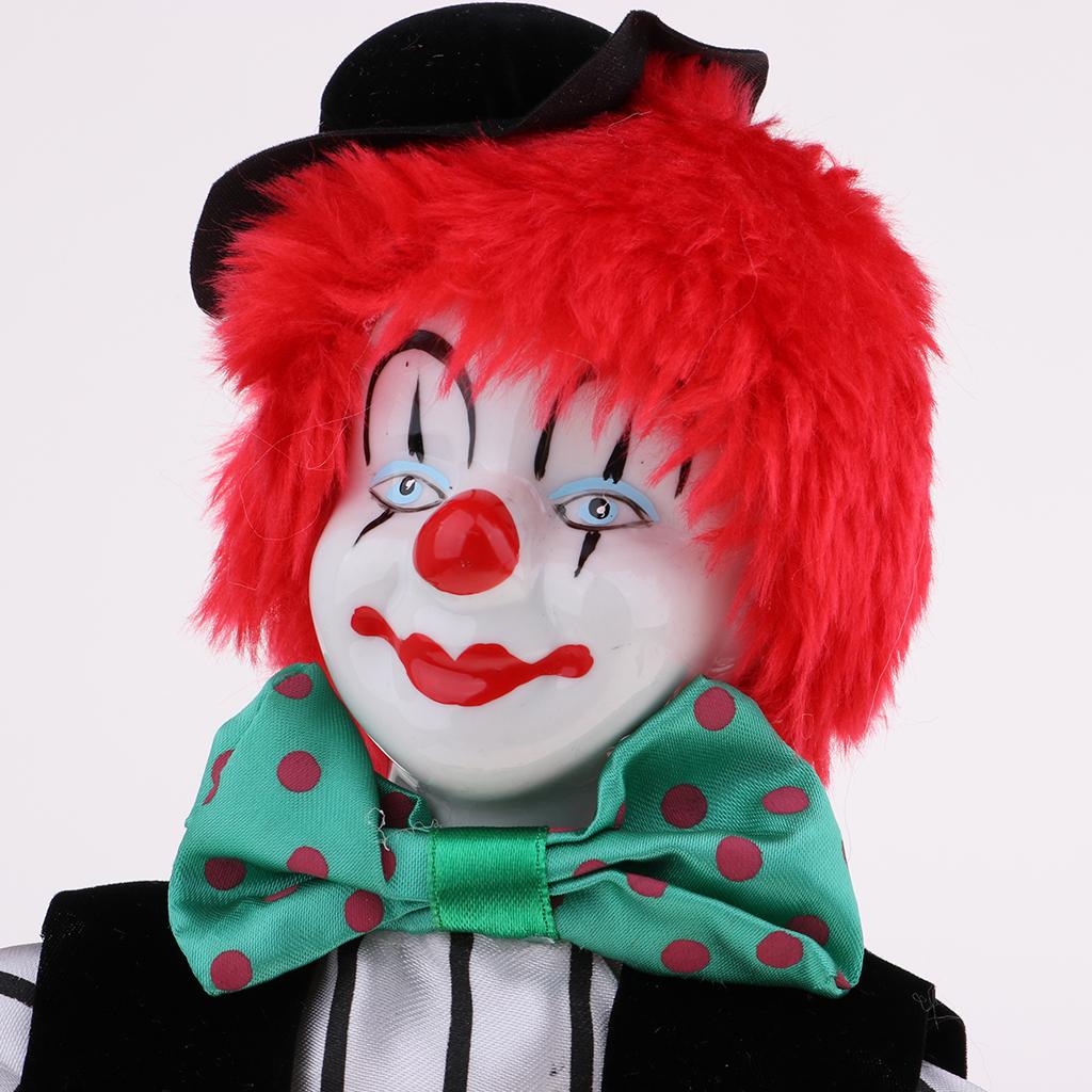 15inch Vintage Porcelain Clown Doll - can Sitting & Standing, Hand Painted Harlequin Doll Home Office Display Decoration,Birthday or Christmas Gift