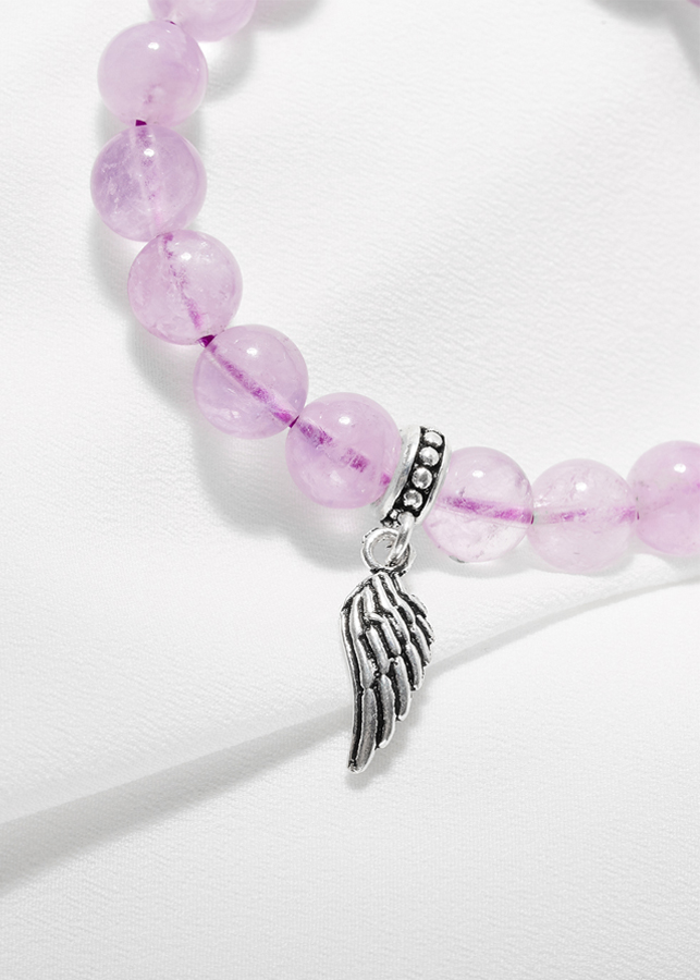 Vòng thạch anh tím ngọc phối charm cánh bạc Ngọc Quý Gemstones