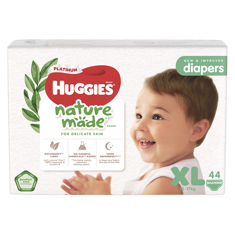 Tã Dán Siêu Cao Cấp Huggies Platinum Naturemade XL44 (44 Miếng)