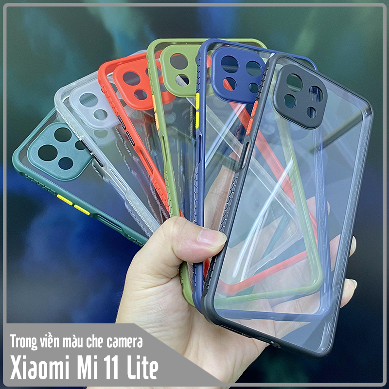 Ốp lưng cho Xiaomi Mi 11 Lite 4G - 5G trong viền màu che camera 4 Góc chống sốc