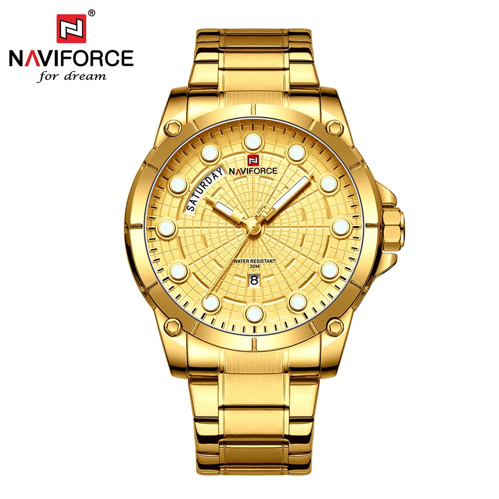Đồng hồ thạch anh thời trang NAVIFORCE NF9152 Nam không thấm nước-Màu Vàng