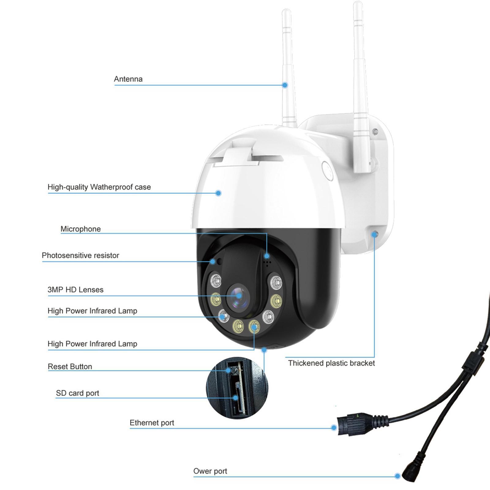 Q7 Security Pan/Tilt Outdoor Speed 3MP PTZ Wireless IP Wifi Camera Waterproof IP66 1296P Network Surveillance Remote Viewing