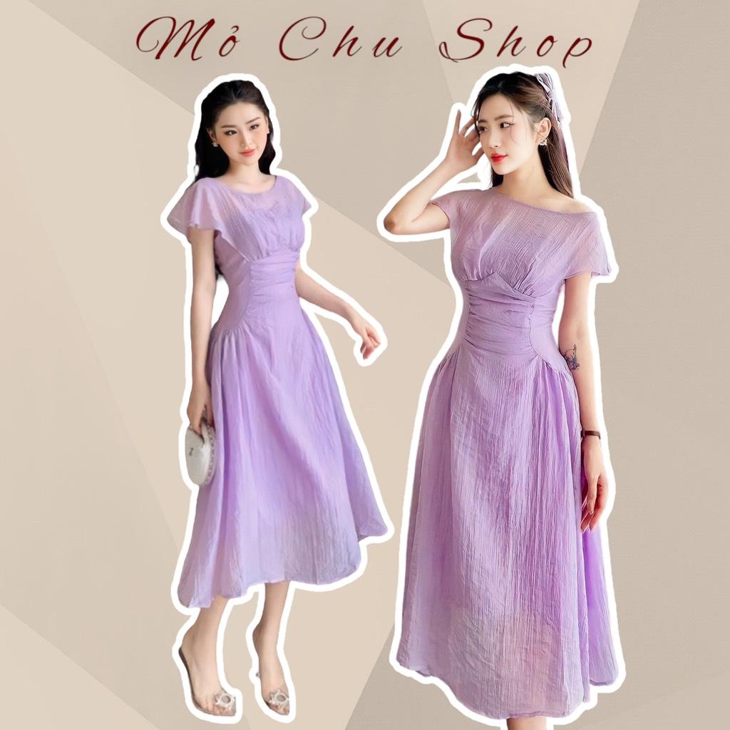 Đầm xòe tơ xếp li eo bánh bèo