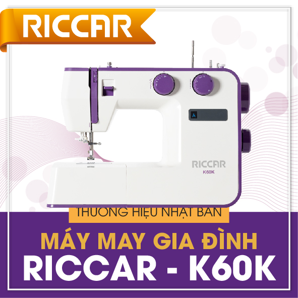 Máy may gia đình RICCAR K60K - Màu Tím sang trọng - Hàng Chính Hãng