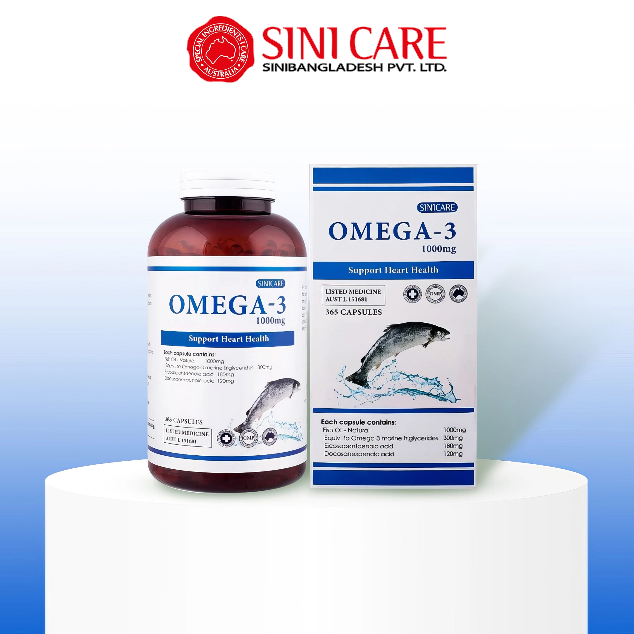 OMEGA-3 1000mg Sinicare 90 Viên MADE IN AUSTRALIA - Hỗ trợ tim mạch, lưu thông máu huyết