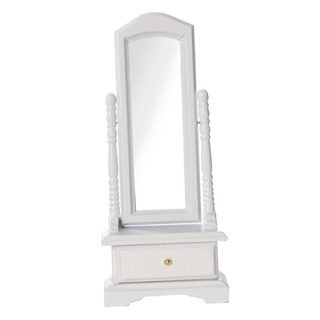 1:12 Dolls House Wooden Mirror DIY Miniature Toys Decor White