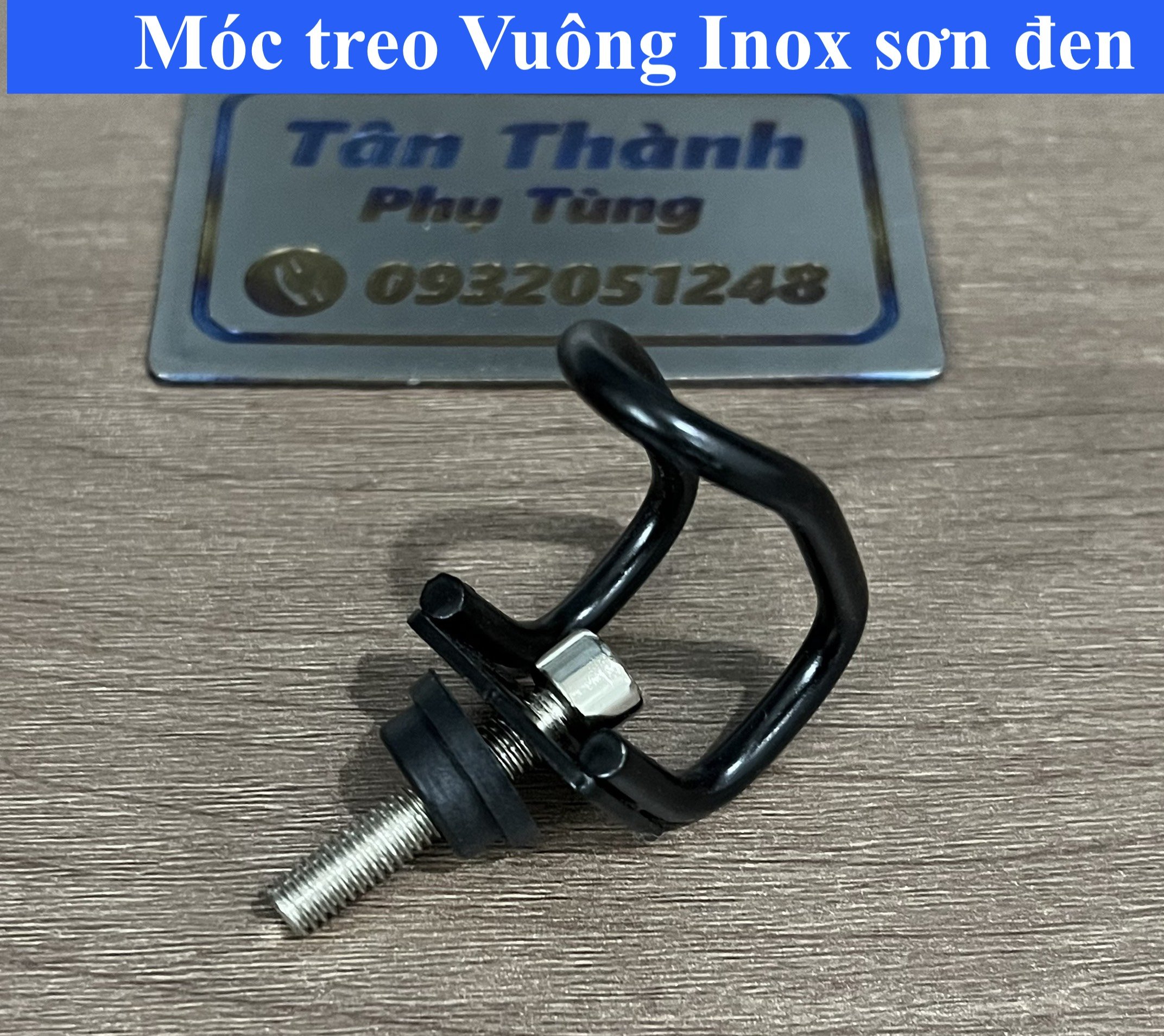 Móc treo dành cho xe máy Kiểu Vuông,Chữ U Inox sơn đen- 1 cái