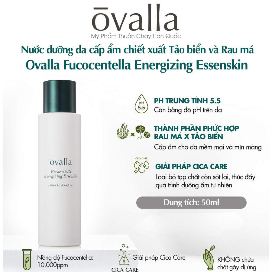 [GIFT] NƯỚC DƯỠNG DA CẤP ẨM THUẦN CHAY OVALLA 50ML