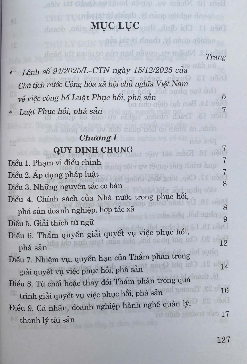 Luật Phục Hồi, Phá Sản Năm 2025