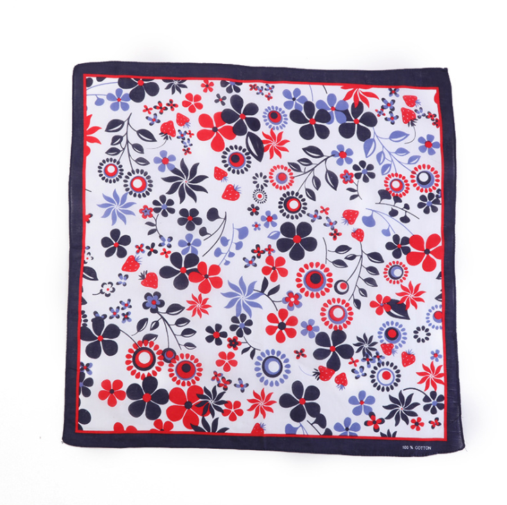 Khăn Bandana phong cách Vintage dễ thương 54x54cm - BDN06.3 hoa tulip đỏ