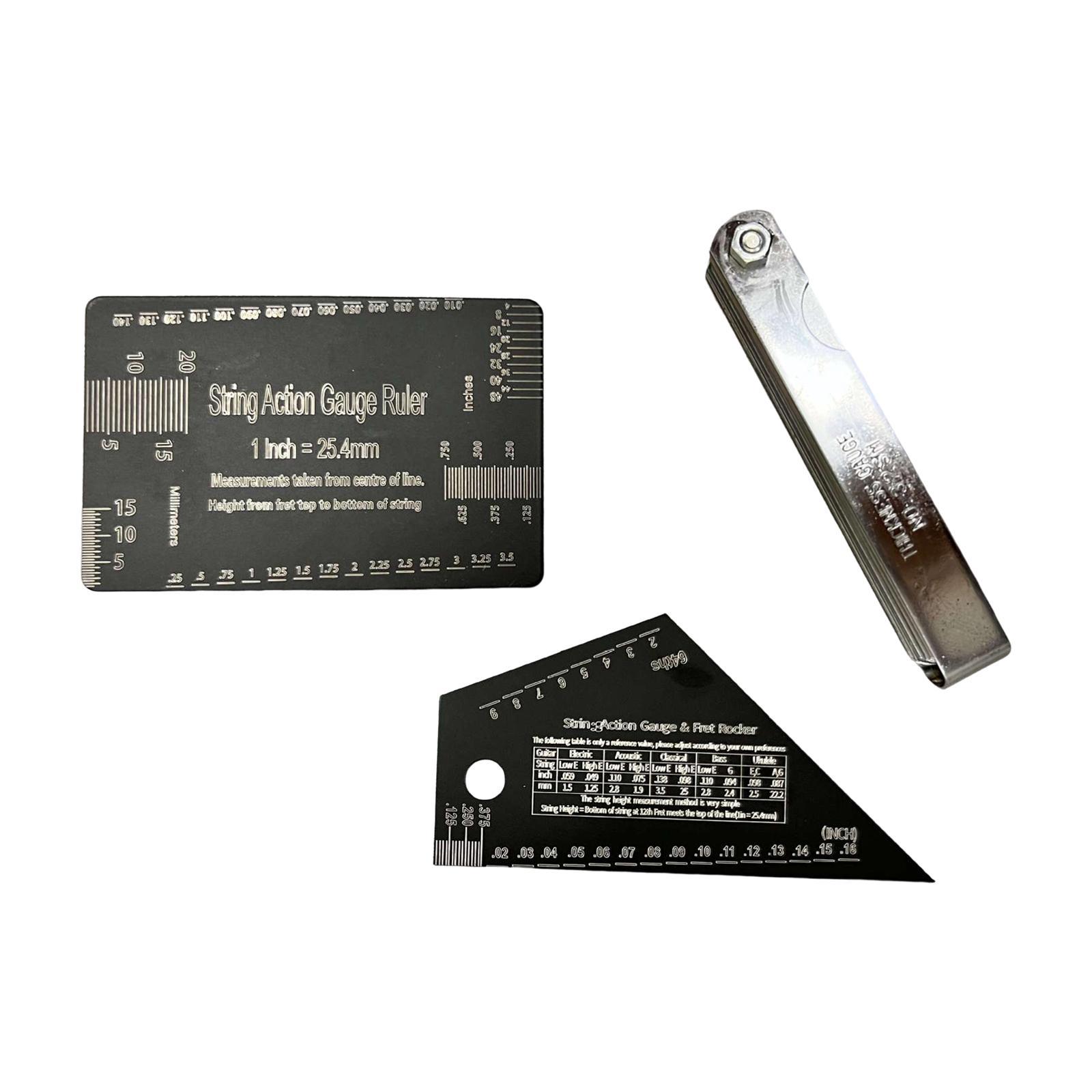 3Pcs Multifunctional Guitar Fret Rocker Luthier Tool for Electric Bass