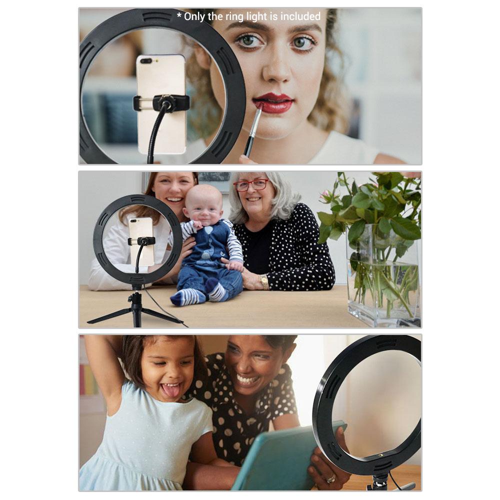Đèn LED vòng 10 inch Ánh sáng làm đẹp điều chỉnh độ sáng 3 chế độ 3000K-6500K USB cung cấp năng lượng với Bộ điều hợp đầu bóng - Đèn vòng & Bộ chuyển đổi đầu bi & Giá đỡ & Chân máy