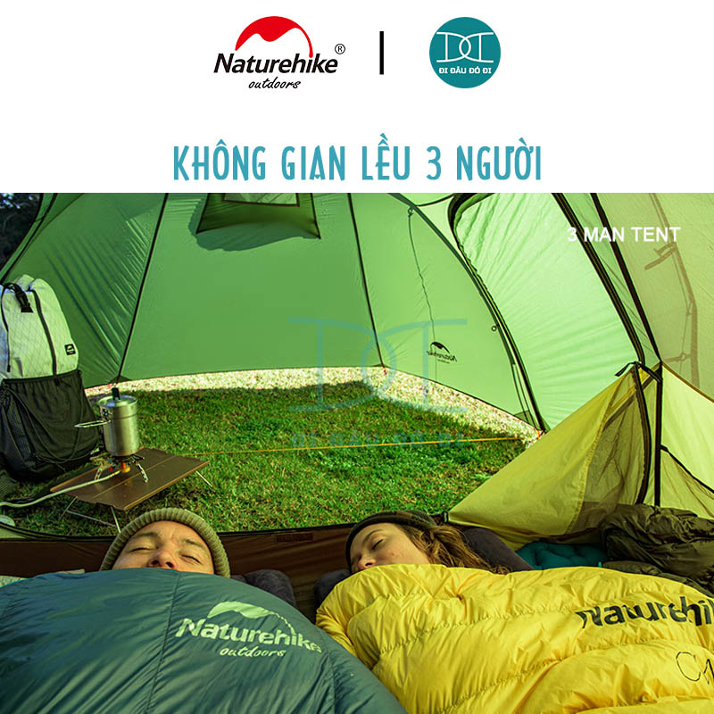 Lều cắm trại chống mưa 3 người 2 ngăn Naturehike Opalus NH17L001-L