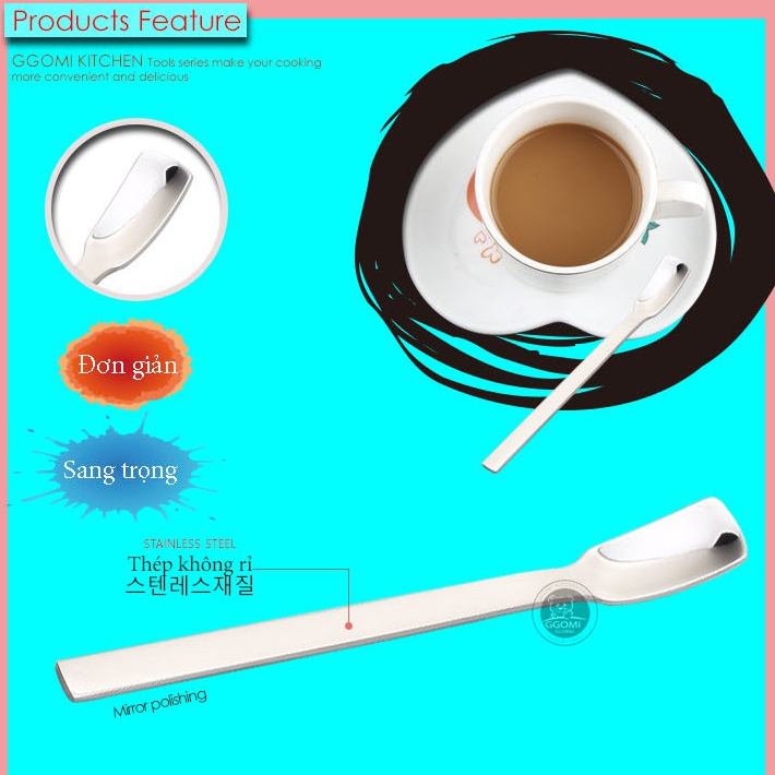 Bộ thìa pha trà, pha cafe bằng thép không gỉ an toàn sức khỏe dài 14cm của GGOMi Hàn Quốc