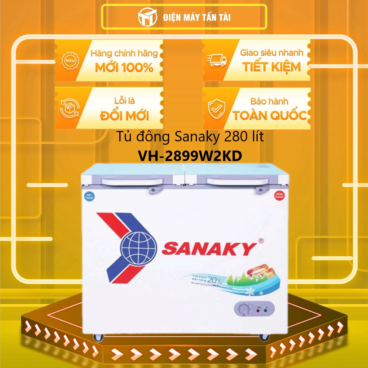 TỦ ĐÔNG MÁT SANAKY 230 LÍT VH-2899W2KD ĐỒNG (R600A) (KÍNH CƯỜNG LỰC) - HÀNG CHÍNH HÃNG