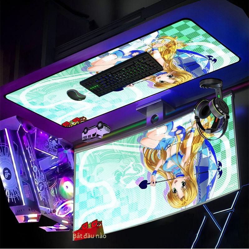 Thuận lợi nhất cửa hàng mới sạc không dây RGB phát sáng miếng lót chuột cô gái anime LED lớn nhiều màu sắc miếng lót bàn phím trò chơi