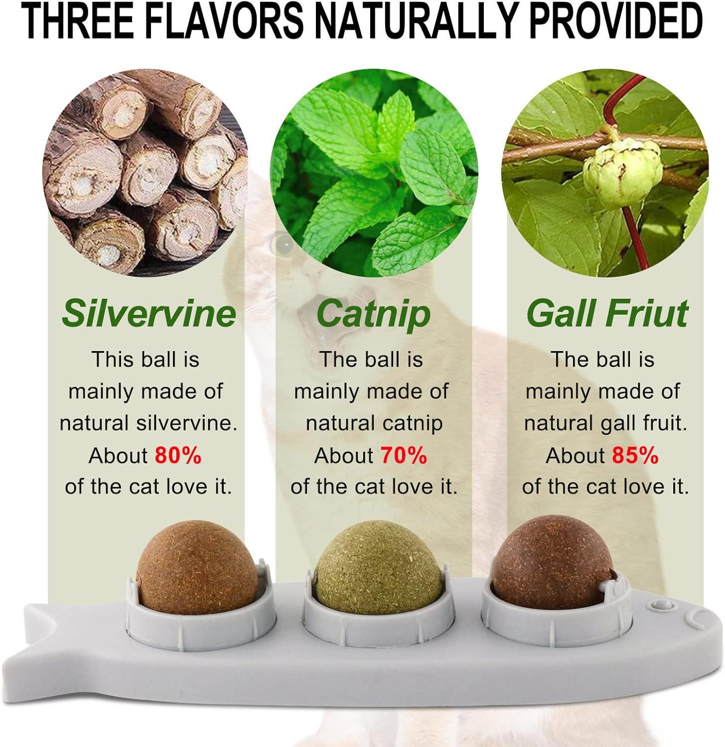 Bóng Catnip 3 trong 1, Bóng Catnip treo tường, Đồ chơi xoay trong nhà cho mèo, Đồ chơi Catnip ăn được cho mèo