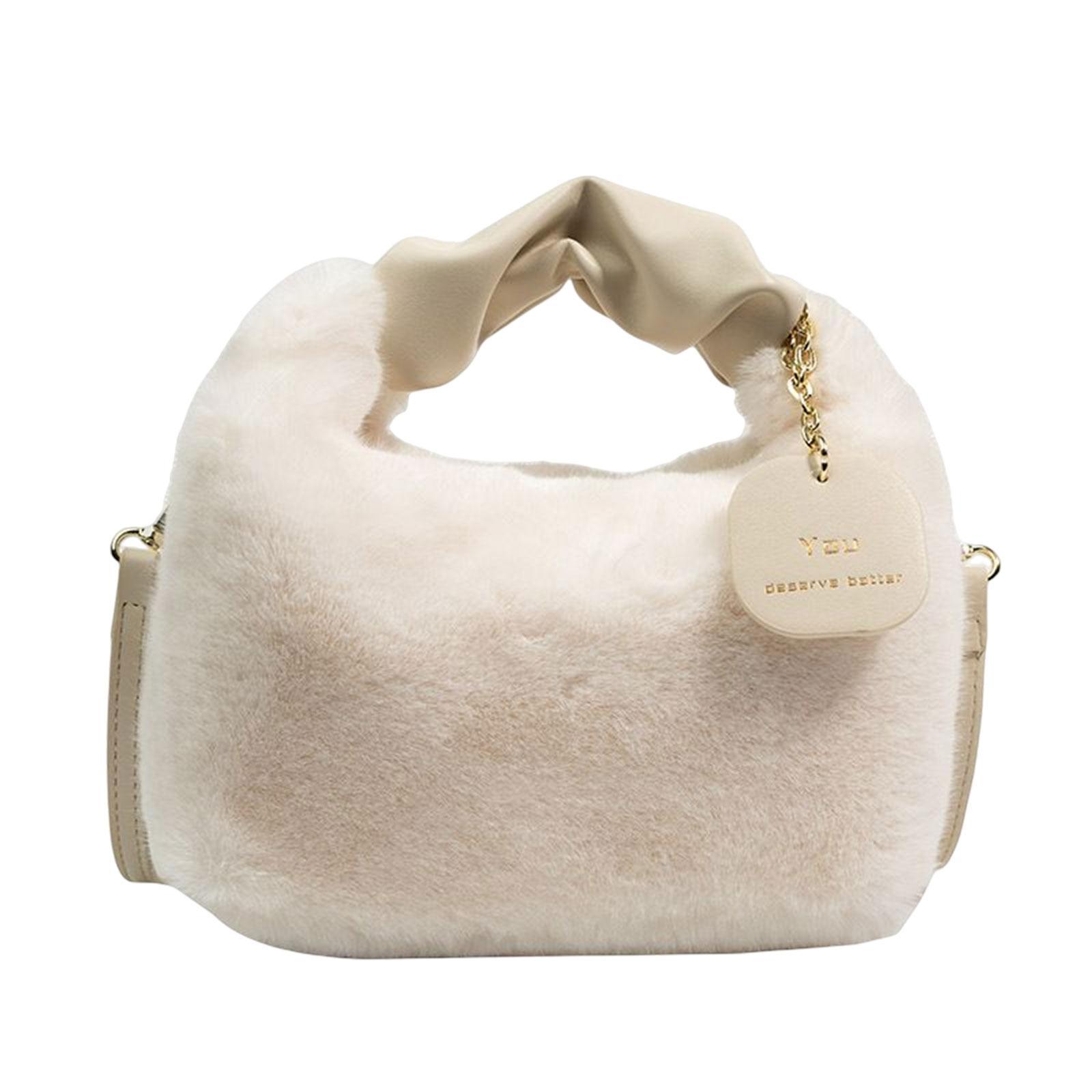 Woman Soft Plush Handbag Shoulder Bag Tote for Vacation Traveling Shopping