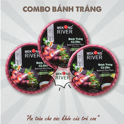 Combo 3 Túi Bánh Tráng Củ Dền MeKong River 22cm 300g