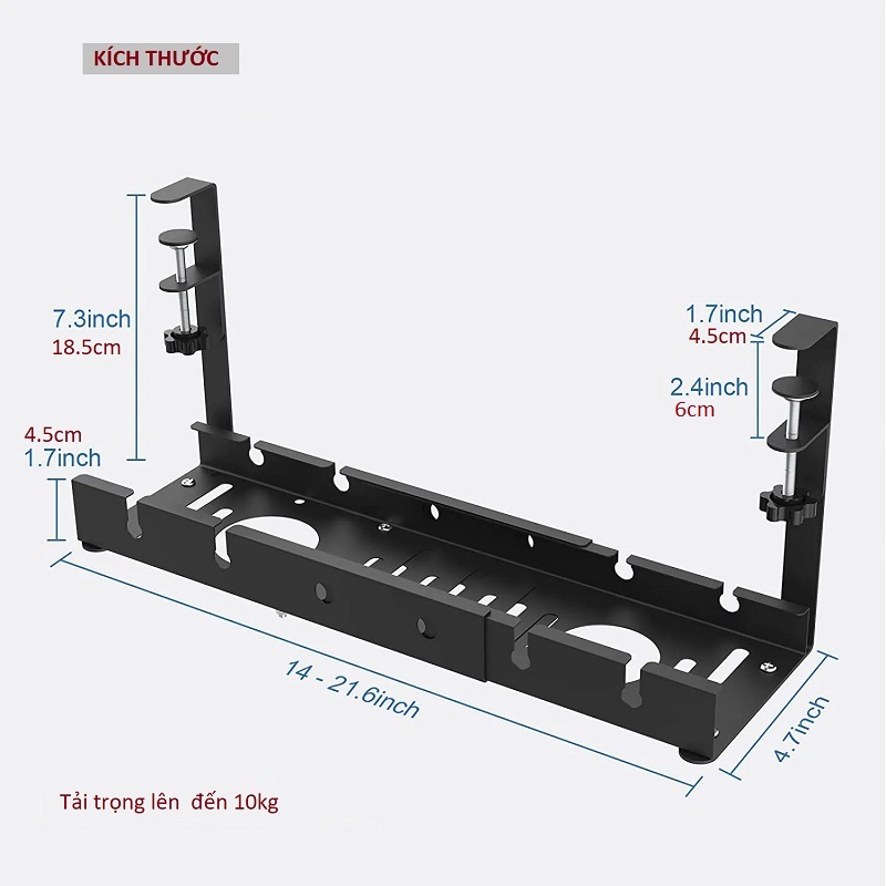 [ Có Thể Mở Rộng, Xếp Gọn ] Giá Đỡ Ổ Cắm Điện Dưới Gầm Bàn; Giá Treo Ổ Cắm Điện Setup Bàn Làm Việc Gon Gàng