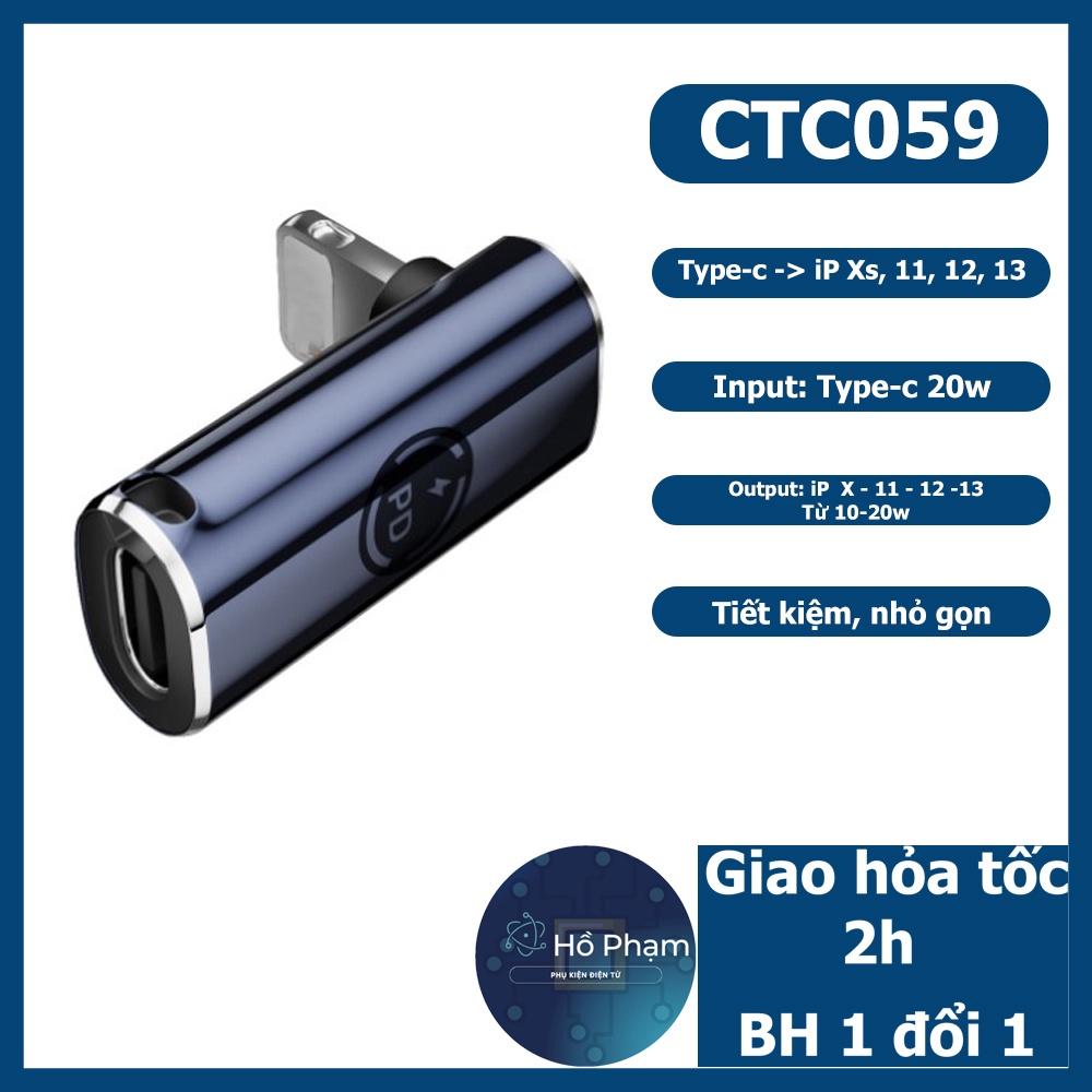 Đầu chuyển Type-c hỗ trợ sạc PD 20w, kết nối dữ liệu cho iP X/ 11/ 12/ 13 - Hồ Phạm