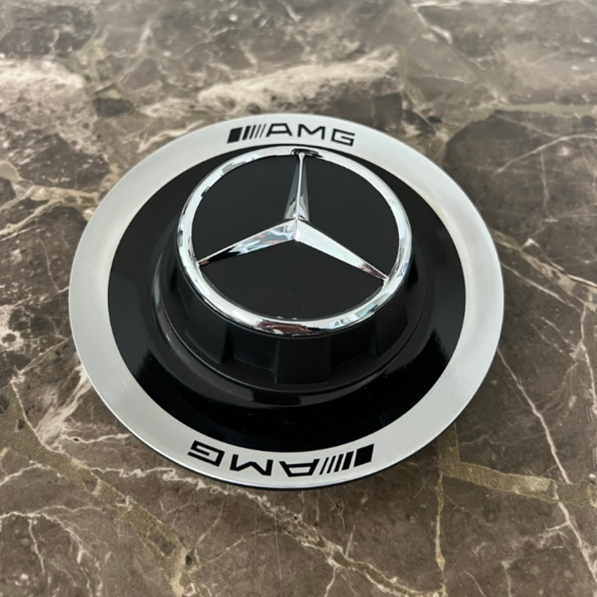 Logo chụp mâm, ốp lazang bánh xe ô tô Maybach AMG DE6082-T6 - Chất liệu hợp kim nhôm và nhựa ABS cao cấp