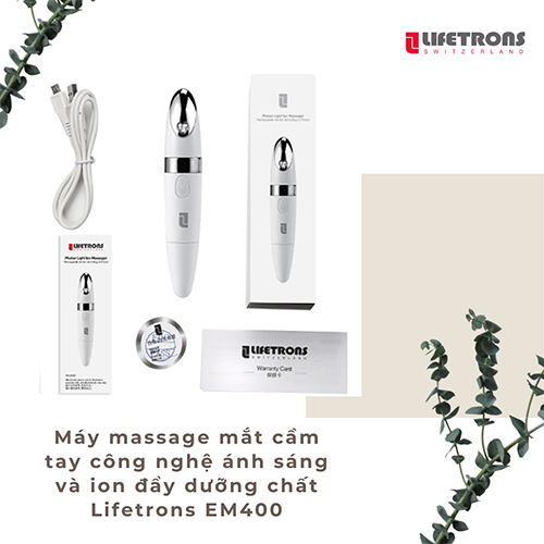 Máy massage mắt cầm tay công nghệ ánh sáng và ion đẩy dưỡng chất Lifetrons EM400 chống lão hoá, giảm nhăn rãnh cười