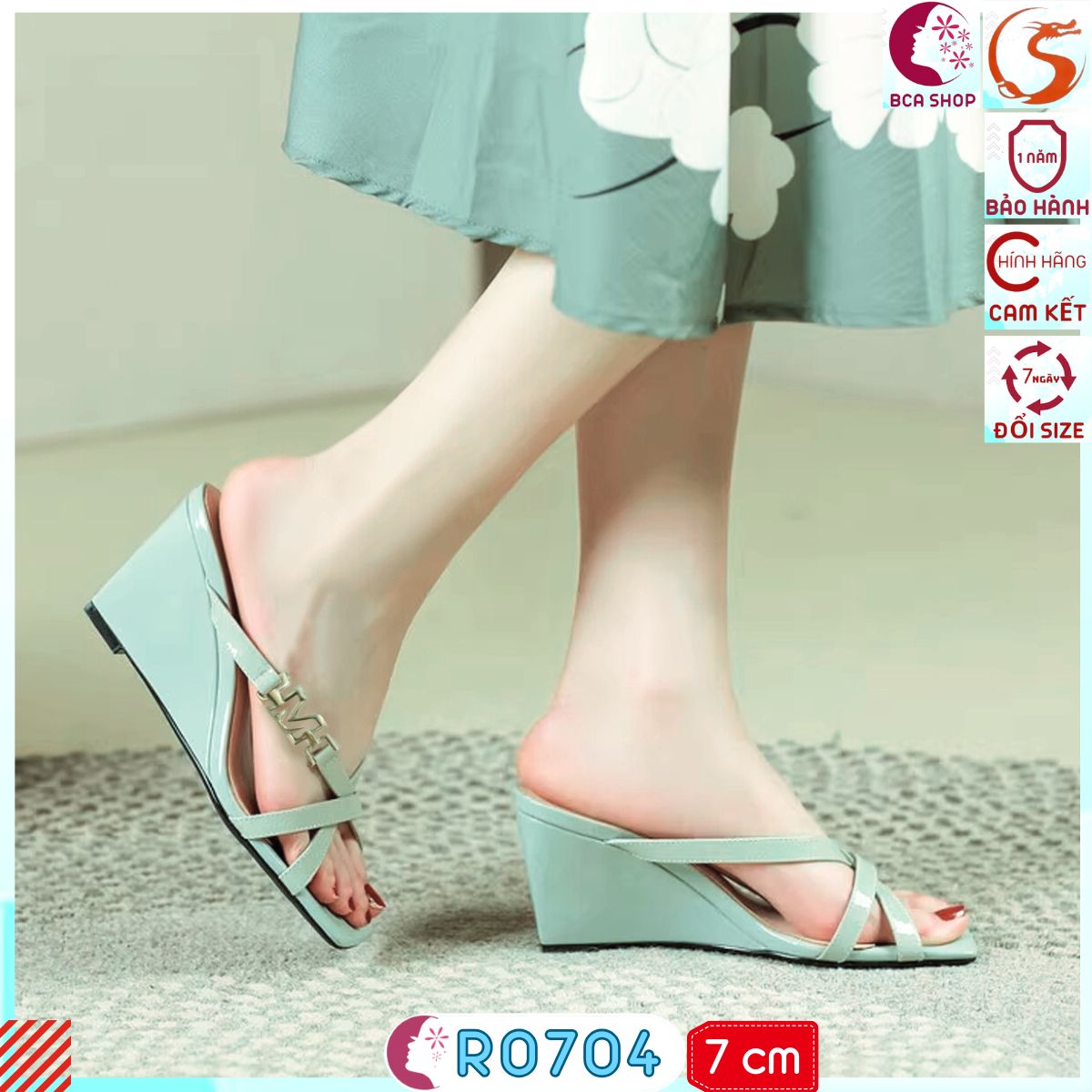 Giày Đế Xuồng Hở Mũi Nữ 7cm RO704 ROSATA tại BCASHOP Kiểu Dáng Sandal Thanh Lịch, Kết Hợp Màu Sắc Hiện Đại Trẻ Trung