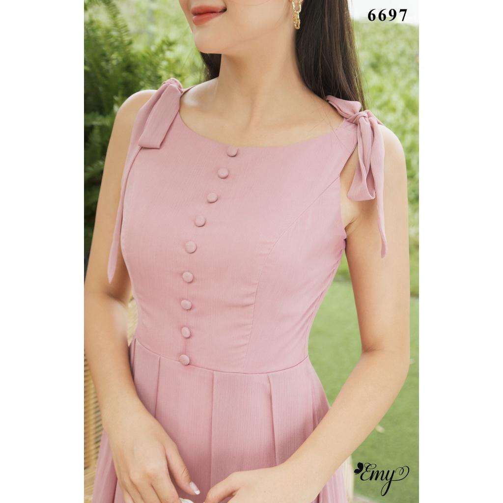 Maxi EMY EM6697 Hồng Ruốc Vai Nơ Không Túi