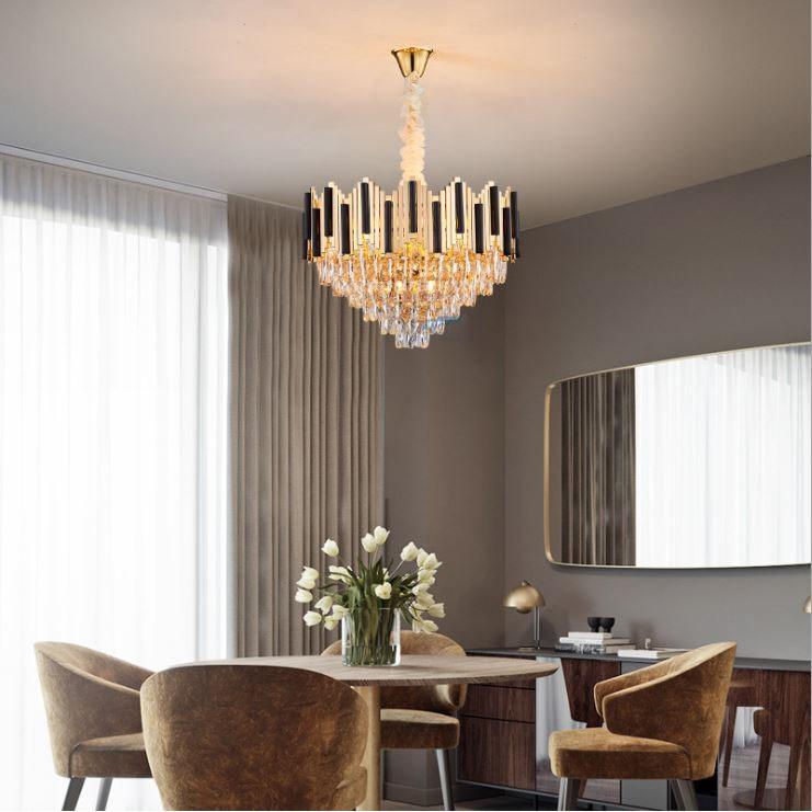 Đèn thả mâm HISRO pha lê loại tròn sang trọng trang trí nhà cửa hiện đại - .