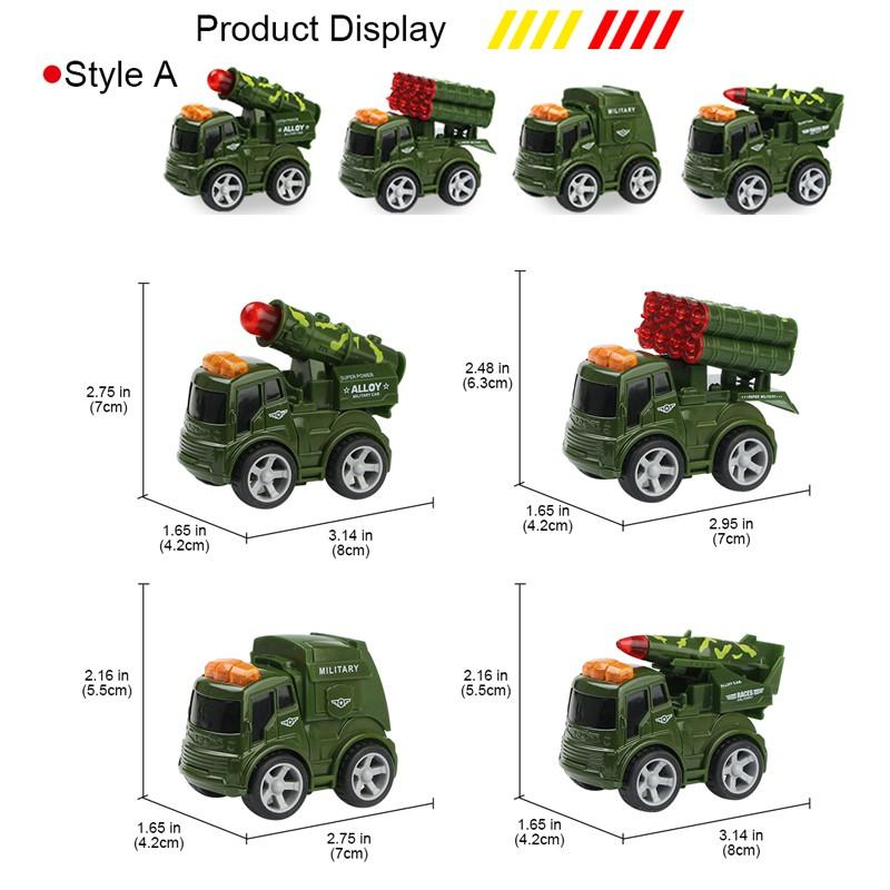 Set 4 mô hình xe công trường và quân đội bằng hợp kim dành cho bé