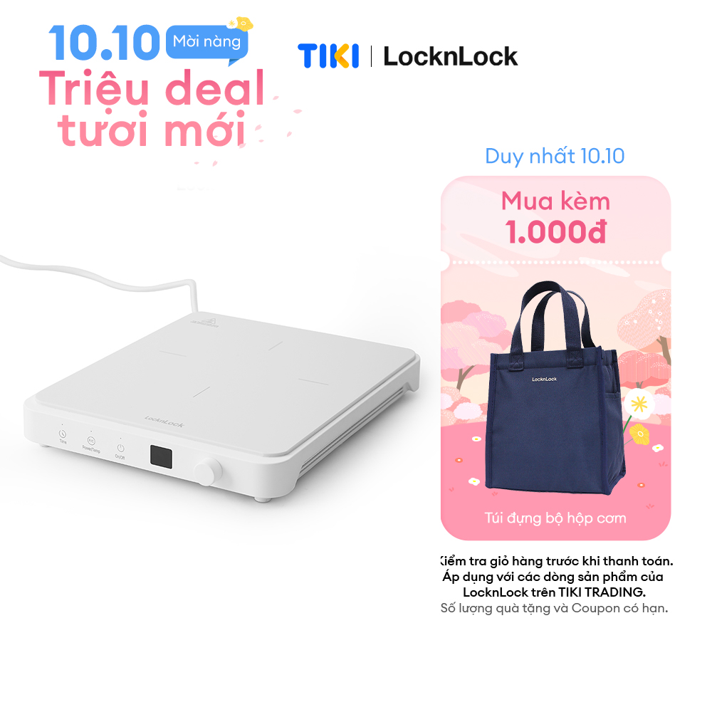 Bếp Điện Từ Locknlock Slim Induction Cooker Eji146Wht 1850W - Hàng Chính Hãng