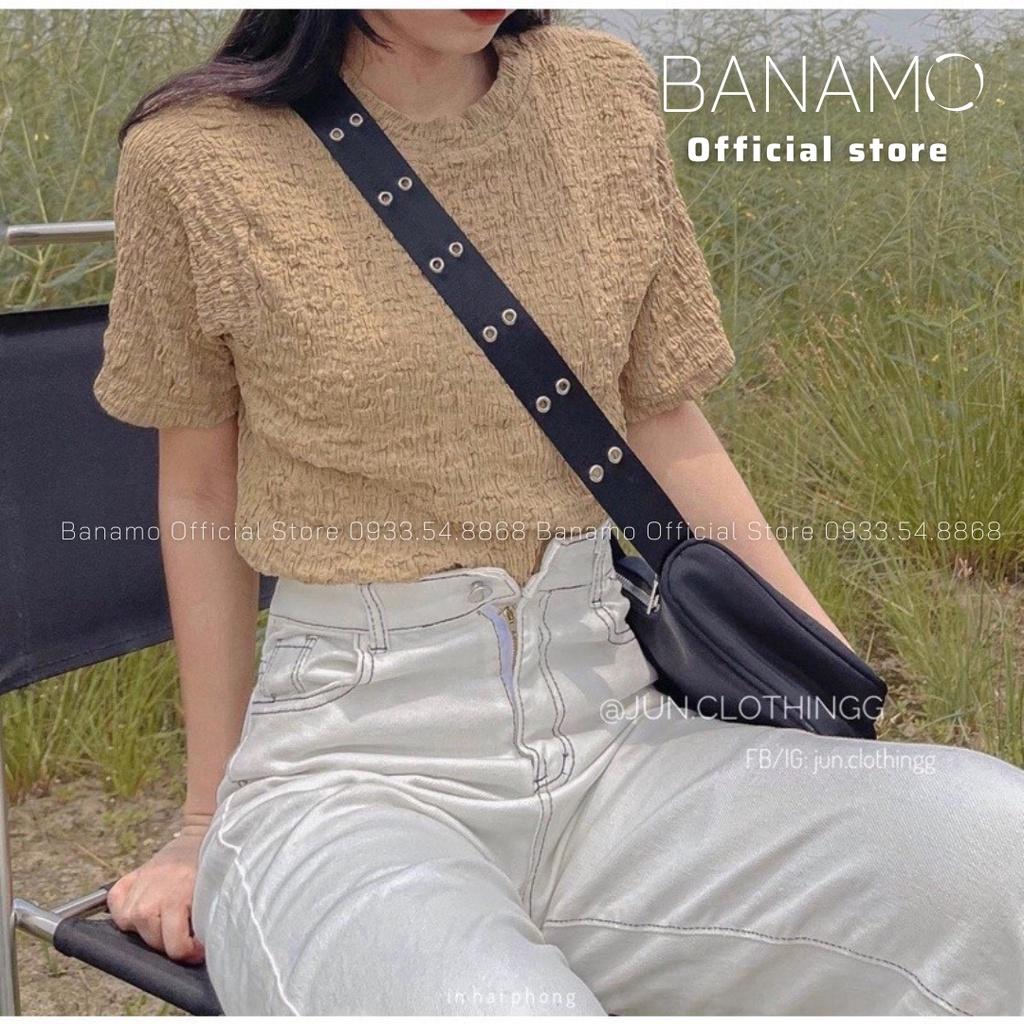 Áo phông xốp nữ ngắn tay chất cực đẹp thời trang Banamo Fashion phông xốp 3 màu 391