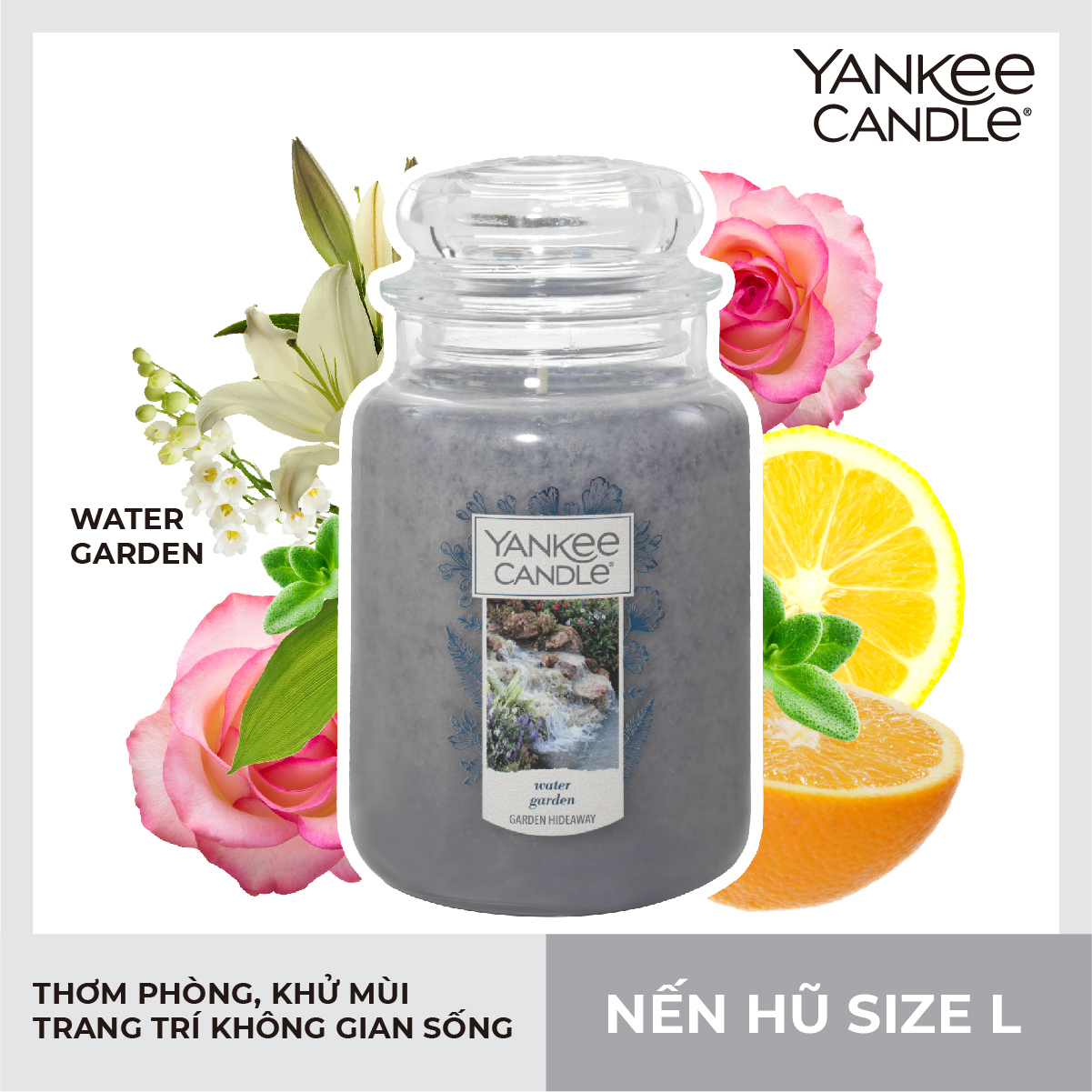 Nến hũ Yankee Candle size L - Water Garden