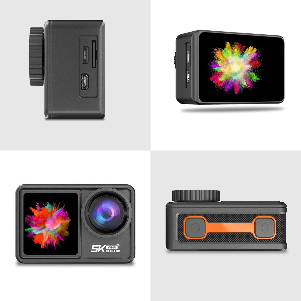 Camera Hành Động 5K 4K 60FPS Màn Hình Kép EIS Quay Video Go Mini Chống Nước Thể Thao Dưới Nước Cam Pro xe máy