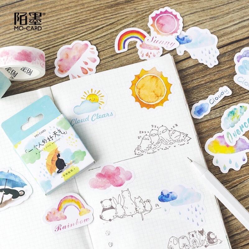 Bộ 45 sticker hoạt hình dễ thương trang trí sổ tay