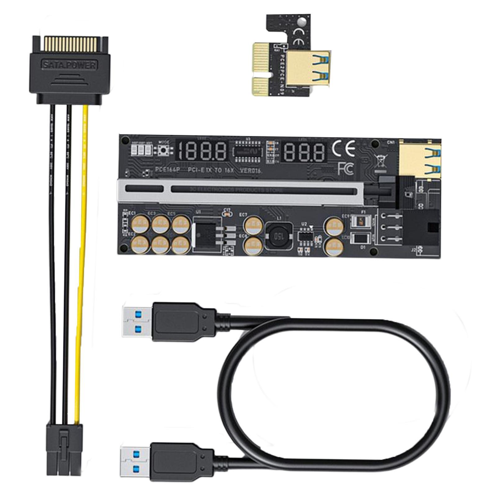 PCIe Riser Adapter Card, 1x to 16x Multiplier Graphics Card Enhanced PCIe for Computer