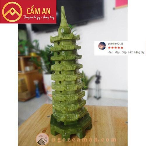 THÁP VĂN XƯƠNG 9 TẦNG ĐÁ LỤC NGỌC TỰ NHIÊN (HÀNG ĐẸP) 19 cm