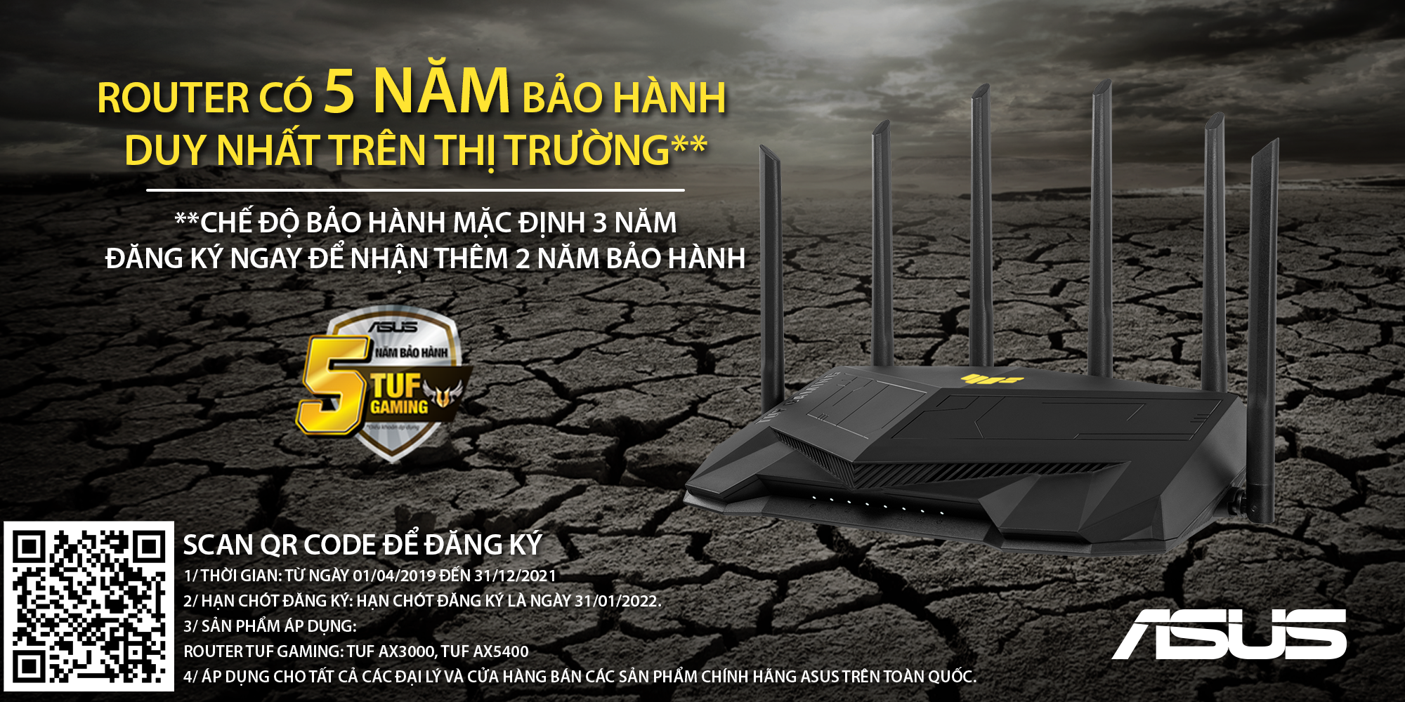 Router Wifi 6 ASUS TUF Gaming AX5400 Băng Tần Kép TUF-AX5400 - Hàng Chính Hãng