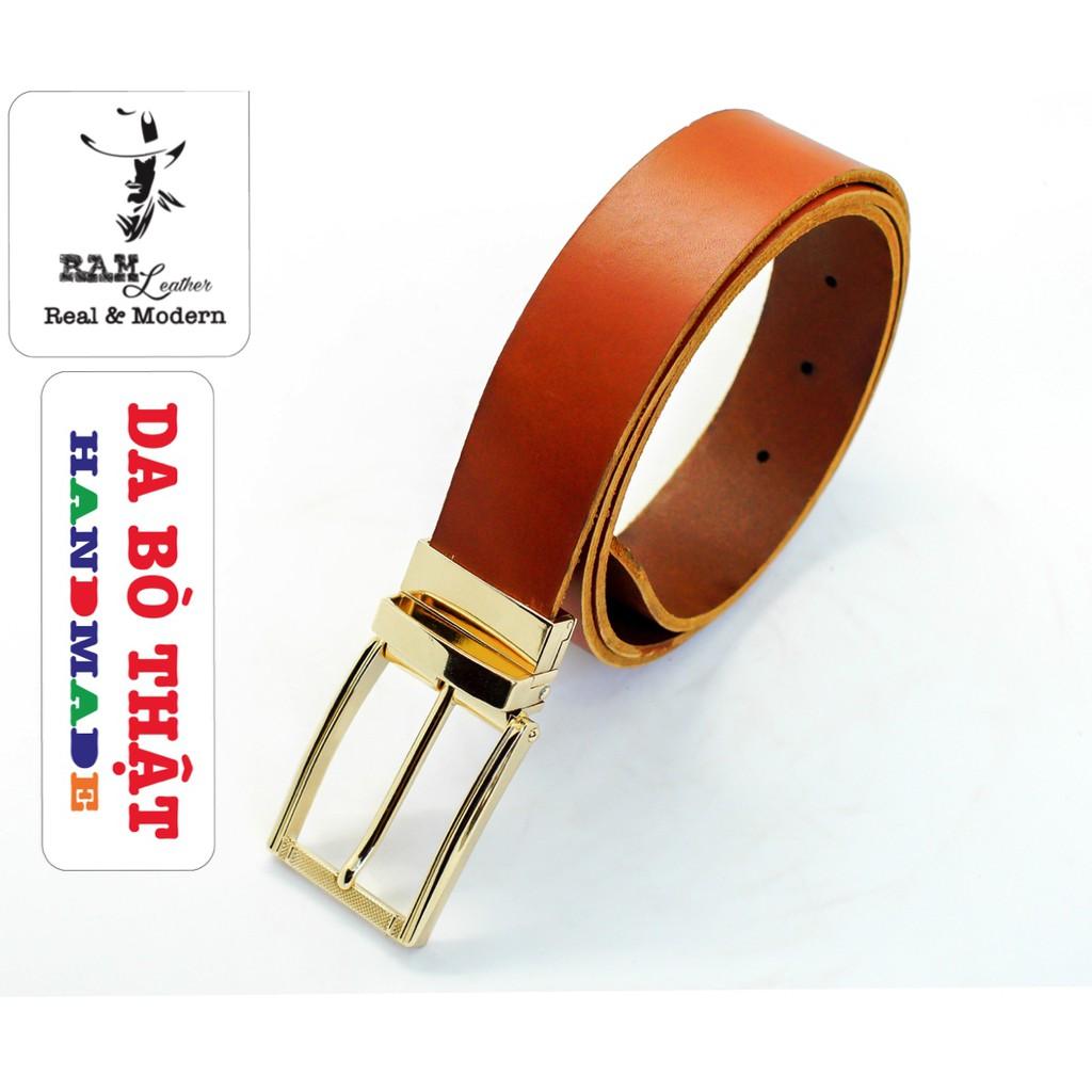 Thắt lưng nam da bò vegtan thảo mộc Ý cao cấp khóa vàng - RAM Leather