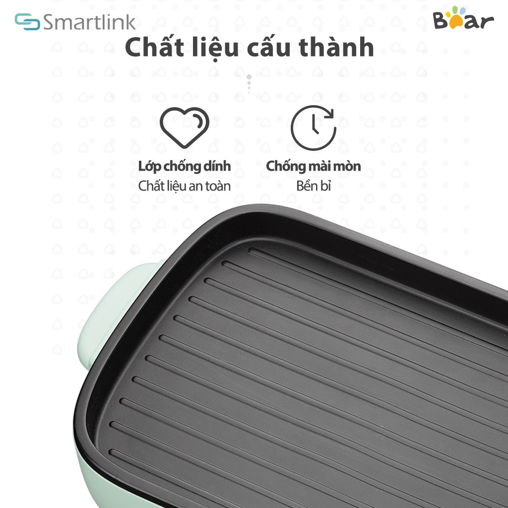 Bếp lẩu nướng điện 2 ngăn Bear DKL-C15G1 - Dung tích 3L, chống dính, dễ vệ sinh, thanh gạt điều chỉnh nhiệt độ - HÀNG CHÍNH HÃNG