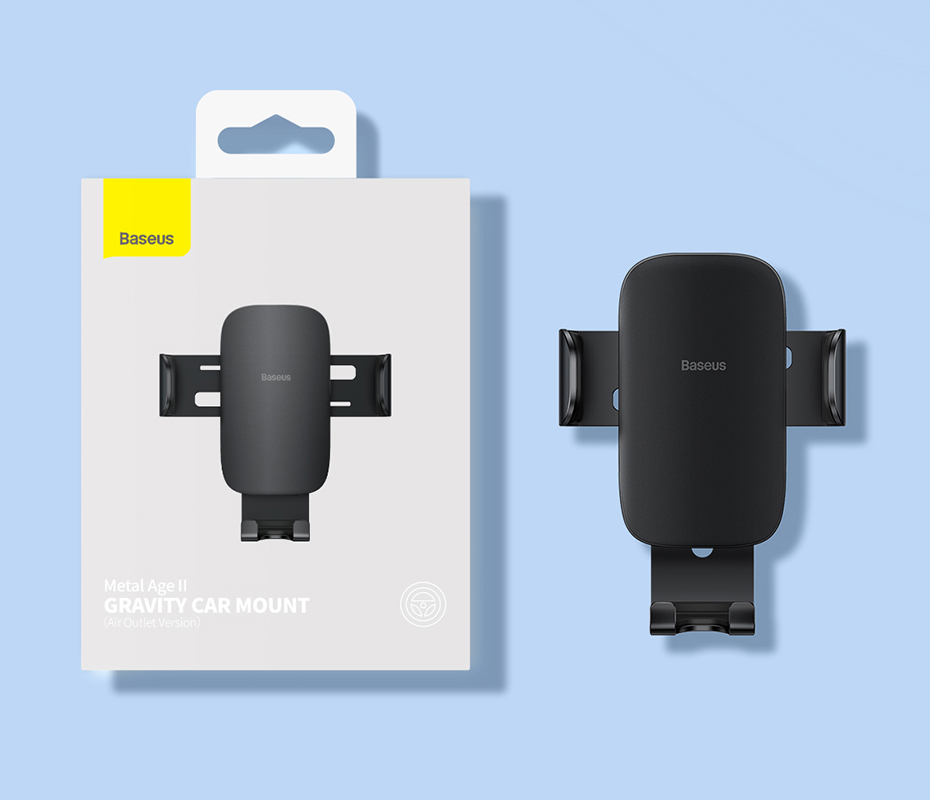Giá đỡ Baseus Metal Age Ⅱ Gravity Car Mount SUJS000001 điện thoại khóa tự động dùng cho xe hơi- Hàng chính hãng