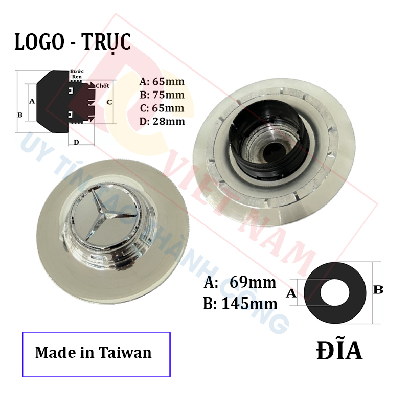 Logo chụp mâm, ốp lazang bánh xe ô tô Maybach AL6001-T6 chất liệu kim loại và nhựa  ABS cao cấp