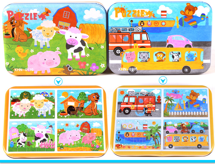 Đồ chơi hộp tranh xếp hình Puzzle 4 cấp độ 9-12-15-20 miếng nhiều chủ đề cho bé - Đồ chơi thông minh trẻ em